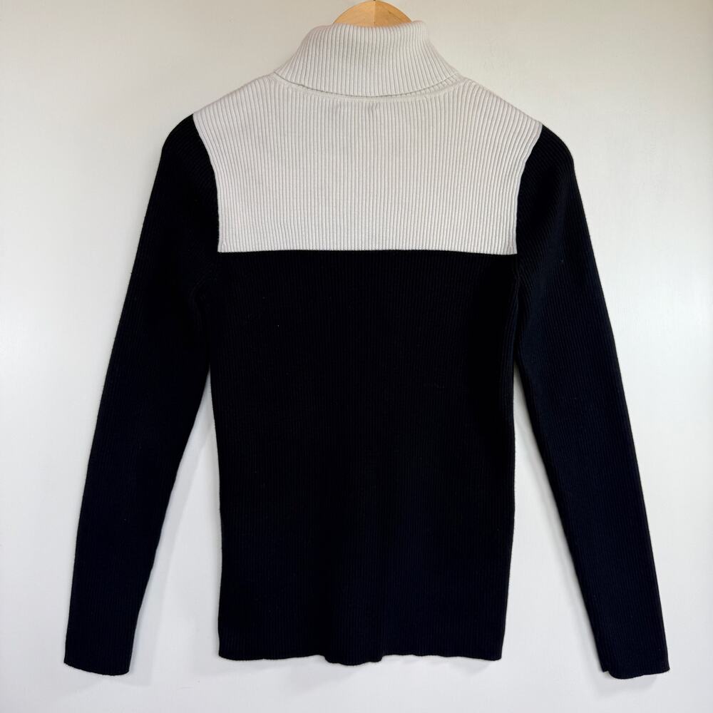 Vintage Lauren Ralph Lauren Colorblock Turtleneck Sweater Black White RLL Large